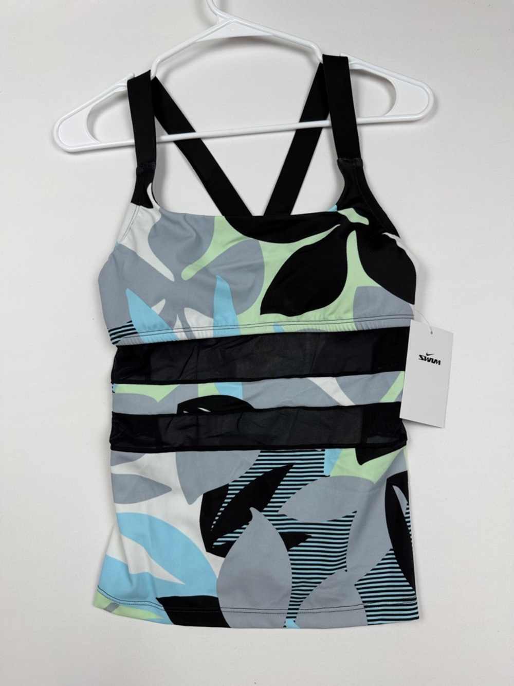 Nike Women’s Black, Gray, Light Blue, Mint Green Printed Swim Top